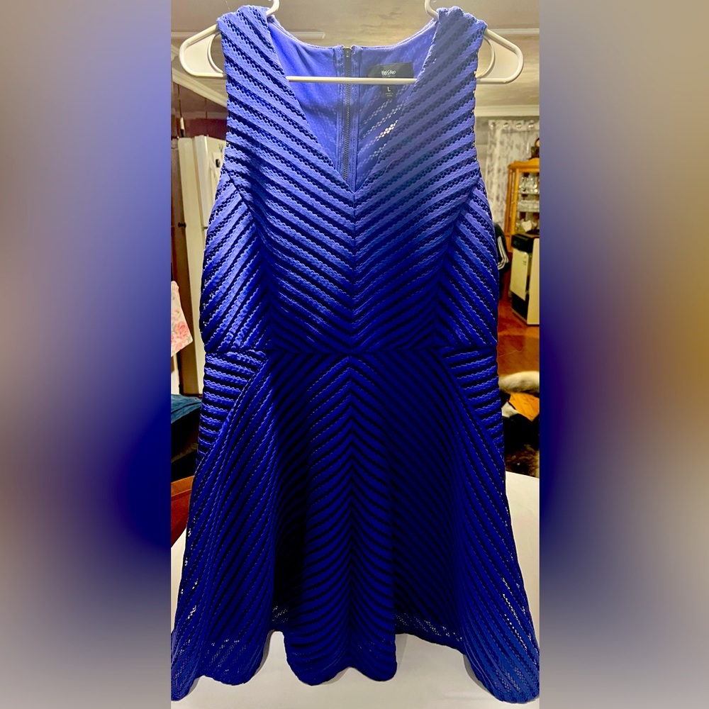 MASSIMO, Royal Blue, Sleeveless, V-Neck, Mid-Thigh Dress, Women’s Size L.